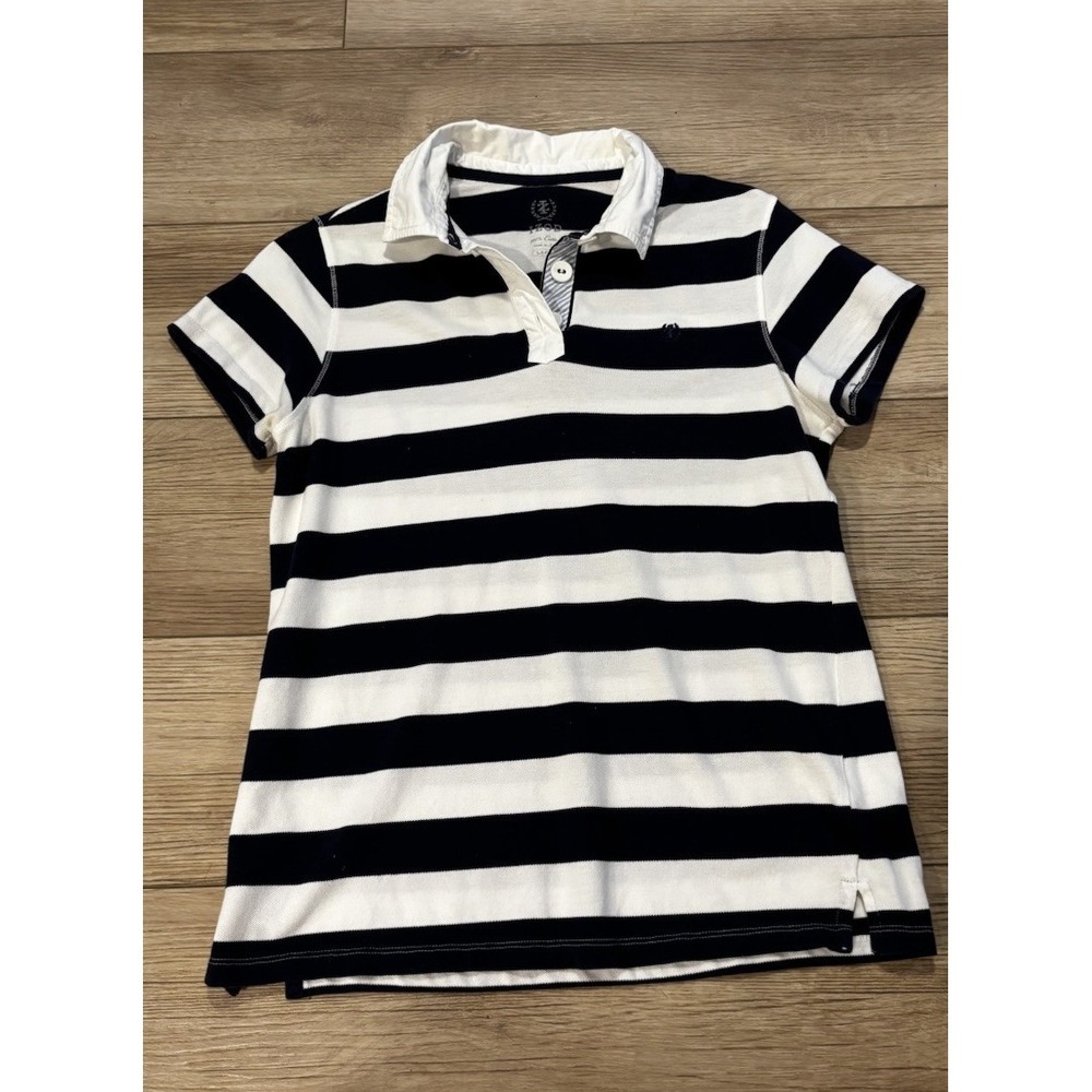 Woman's Polo Shirt Size Large Izod Rugby-Striped Preppy Nautical Old Money
